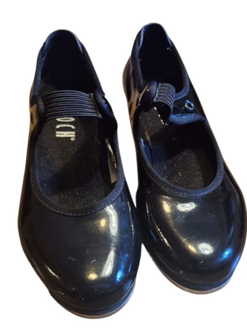 Kids Bloch Tap Shoes Patent with Elastic Strap